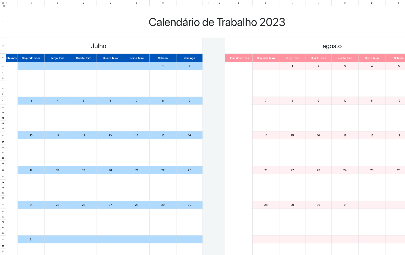Calendário de Trabalho 2023